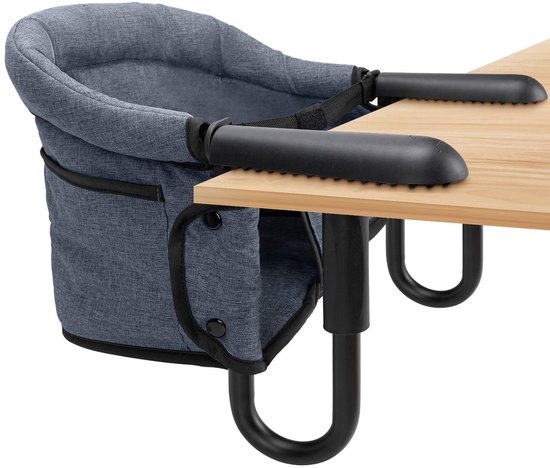 Kinderstoel - Tafelstoel - Snel te monteren tafel en stoel - Draagbare kinderstoel - Met opbergtas - Haakbevestiging - Clipbevestiging - Afneembare zitting - Geschikt voor thuis en op reis - Grijs van Merkloos