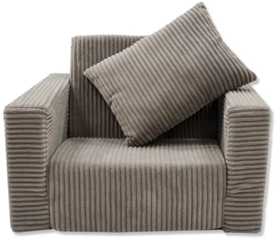 Kinderstoel Zitbank Opvouwbaar Zachte Puf voor Kinderen, Multifuntionele Relaxstoel en Matras, beige van Merkloos