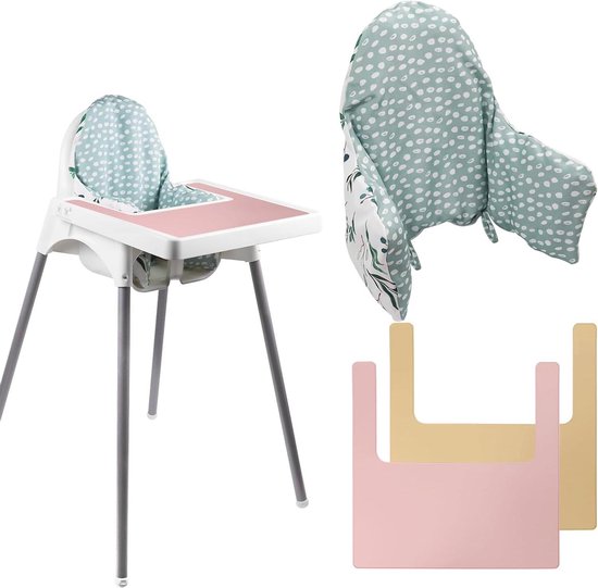 Kinderstoelkussen voor IKEA Antilop inclusief placemats - Opblaasbaar en comfortabel zitkussen voor hoge stoel (verse bladeren) van Kinder