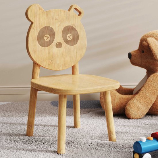 Kinderstoeltje Panda - 36x31x55cm - bamboehout - Emob Exclusive - Back to School - Bruin - Hout - Back to School - Op voorraad van Emob