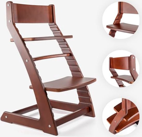 Kinderstoeltje voor Peuter - Kinderstoeltje Hout Peuter - Kinderstoeltje voor Peuter Hout - 50D x 45B x 80H cm - Donker Walnoothout van Kinder