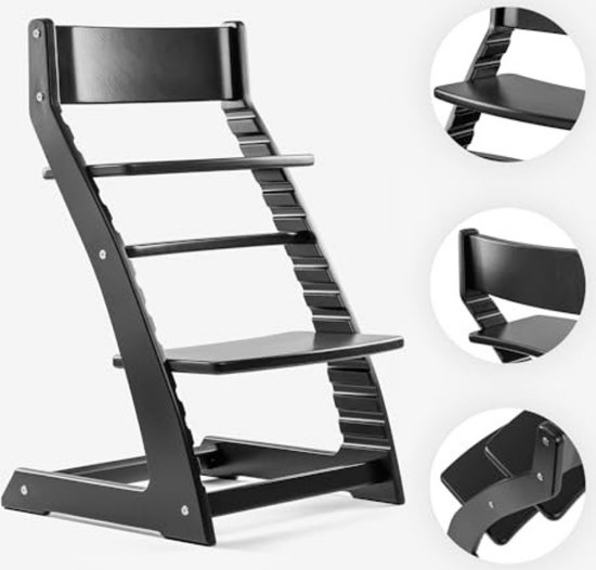 Kinderstoeltje voor Peuter - Kinderstoeltje Hout Peuter - Kinderstoeltje voor Peuter Hout - 50D x 45B x 80H cm - Zwart van Kinder