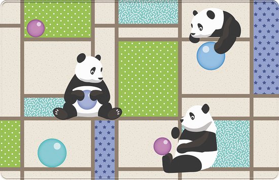 Kindertapijten.be - Panda's Speeltapijt - 110x170cm - Ultrazacht - Anti-slip - Wasbaar - Speelkleed / Speelmat / Vloerkleed Kinderen / Kinderkamer Tapijt / Speelmat Baby / Speelhoek / Speelgoedtapijt / Speelmatten / Groot Speelkleed Baby / Peuter van Kinder