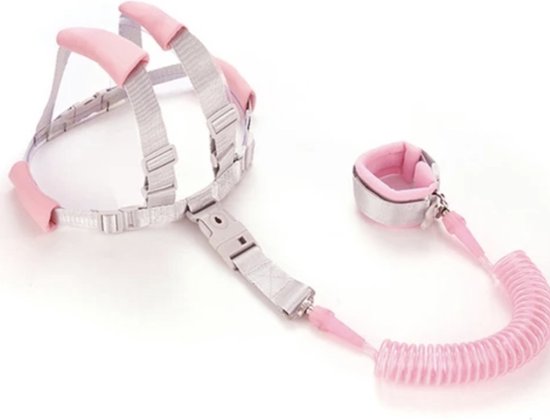 Kindertuigje - 2 in 1 Harnas en Polstuigje – Polstuigje Met Slot - Gordel Touw - armband 2m - Wandelen Veiligheid Baby- Roze van Kinder