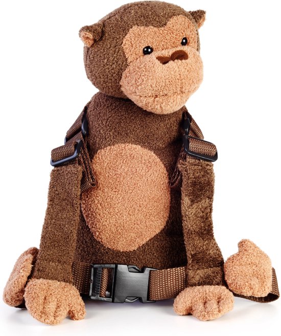 Kindertuigje Aapje Bruin - Harness Buddy kindertuigje - Knuffel rugzakje met looplijn - Polstuigje - Tuigje Kind