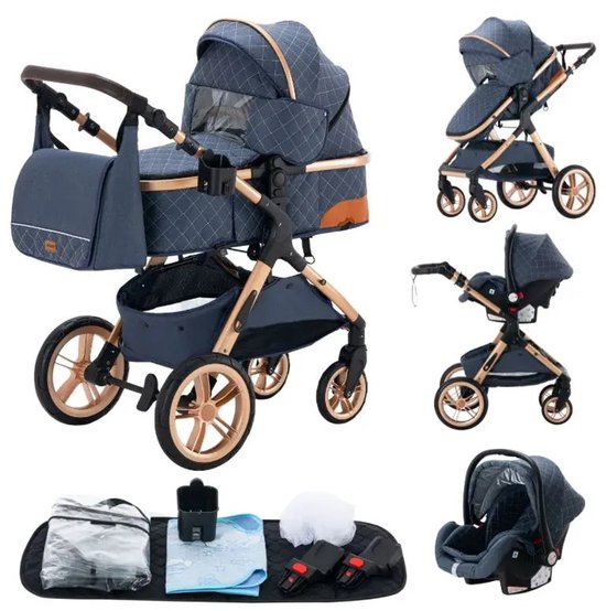 Kinderwagen - Blauw - Buggy - Kinderwagen 3 In 1 - Kinderwagens & Buggy's - Kinderwagens - Baby - Buggy's - Plooibuggy - Buggy Inklapbaar - Kinderwagens - Kind - Kinderen - Baby - Baby's