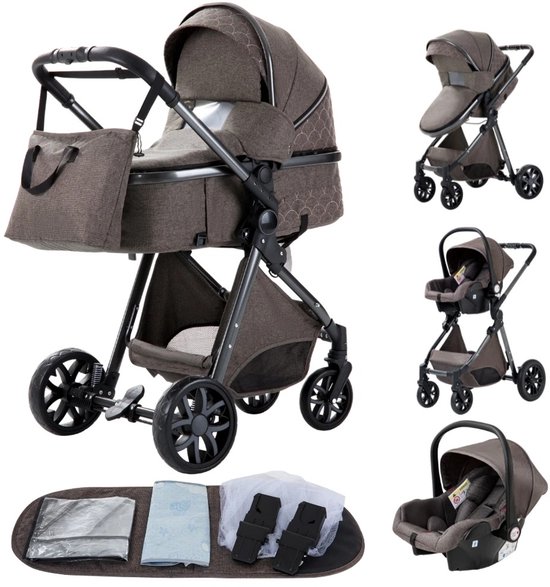 Kinderwagen - Chocolade - Buggy - Kinderwagen 3 In 1 - Kinderwagens & Buggy's - Kinderwagens - Baby - Buggy's - Plooibuggy - Buggy Inklapbaar - Kinderwagens - Kind - Kinderen - Baby - Baby's