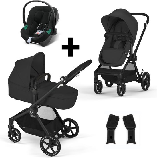 Kinderwagen Cybex Eos Basic Moon Black met Autostoel Aton B2 en Adapterset van Kinder