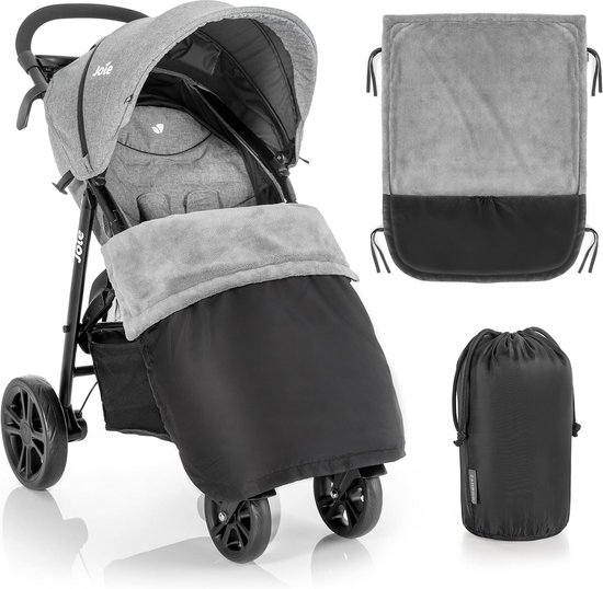 Kinderwagen Deken - Voetenzak Alternatief - Warm Blijven - Waterafstotend Fleece - 70 x 70 cm - Zwart Grijs