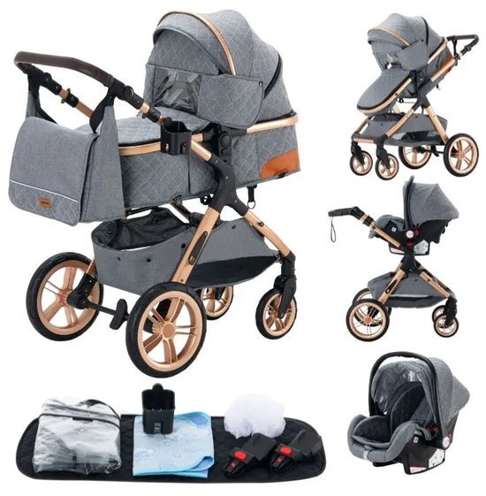 Kinderwagen - Grijs - Buggy - Kinderwagen 3 In 1 - Kinderwagens & Buggy's - Kinderwagens - Baby - Buggy's - Plooibuggy - Buggy Inklapbaar - Kinderwagens - Kind - Kinderen - Baby - Baby's
