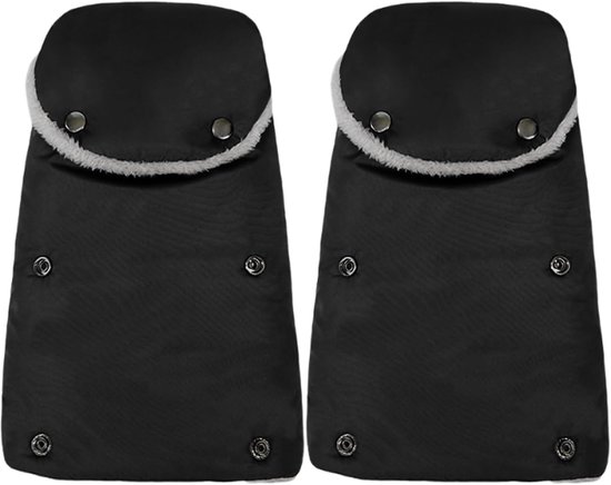Kinderwagen Handmof - Fleece Wanten - Winterse Uitjes - Waterdicht Winddicht - Ca 20 x 30 cm - Zwart
