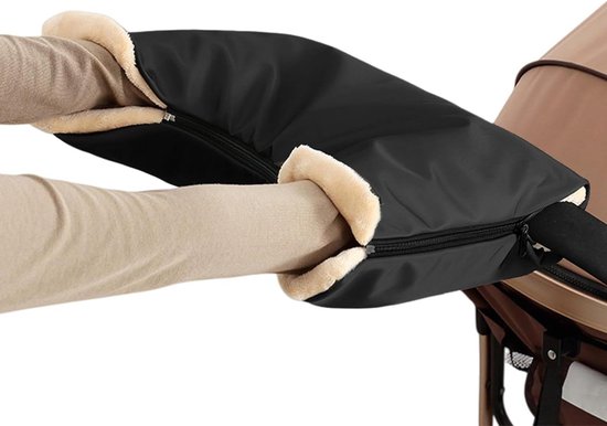 Kinderwagen Handmof - Wandelwagen Handschoenen - Baby's Buiten Houden - Waterdicht Winddicht - Universele Maat - Zwart