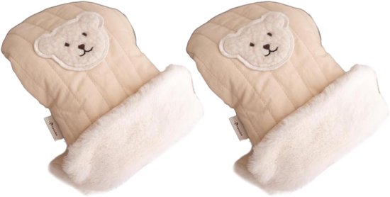 Kinderwagen Handmuff - Wanten Kinderwagen - Handen Warm Houden - Waterdicht Winddicht - 17x30cm - Khaki Beer van Merkloos