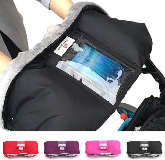 Kinderwagen Handschoen - Wandelwagen Muts - Handen Warm Houden - Met Telefoonvak - 50 x 30 cm - Paars