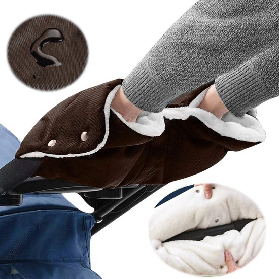 Kinderwagen Handschoenen - handwarmer kinderwagen - Fluweel Handwarmer voor Buggy - Handverwarmers voor wandelwagen - Waterdicht - Bruin - Kerstmis - Kerstfeest - Christmas Gift van FlinQ