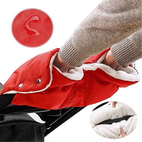 Kinderwagen Handschoenen - handwarmer kinderwagen - Fluweel Handwarmer voor Buggy - Handverwarmers voor wandelwagen - Waterdicht - Rood - Kerstmis - Kerstfeest - Christmas Gift van Kinder