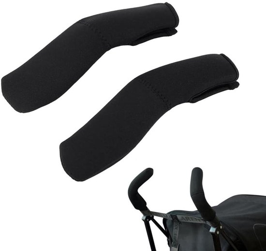 Kinderwagen Handvat Cover - 2 stuks - Kinderwagen Accessoires - Kinderwagen Handvathoes - handgreep beschermers - Buggy Beschermhoes - Armleuningmat voor kinderwagen -19x6CM - zwart