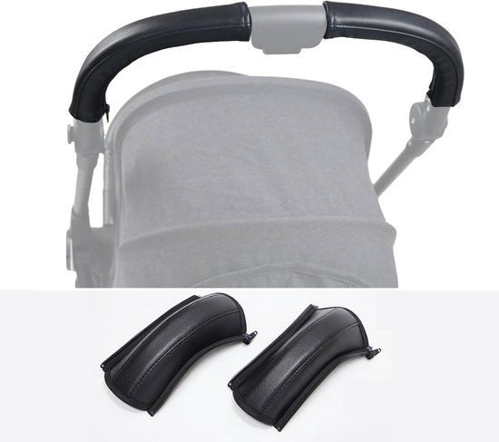Kinderwagen Handvathoes - kinderwagen buggy handvathoes, kunstleren armsteun beschermhoes, waterdicht, absorbeert zweet, voor kinderwagens, zwart (1paar 20x12cm zwart) van Vimklett