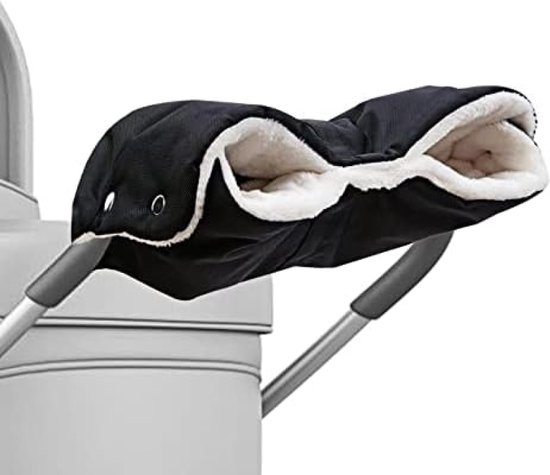 Kinderwagen-handwarmer, handschoenen, handmof met fleece binnenkant, kinderwagenmof, ademend, waterdicht, winddicht, universele maat voor kinderwagen, buggy, fietsaanhanger "zwart-2" van Kinder