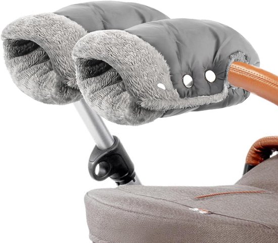 Kinderwagen Handwarmer - Mof Handschoenen - Winterse Wandelingen - Wind- en Waterdicht - Universele Maat - Zwart Grijs