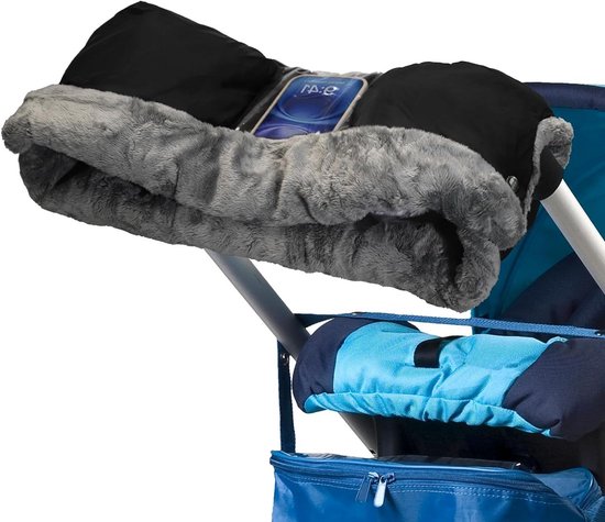 Kinderwagen Handwarmer - Mof Kinderwagen - Winterse Wandelingen - Waterdicht Nylon Buitenkant - 32 x 22 x 2 cm - Zwart