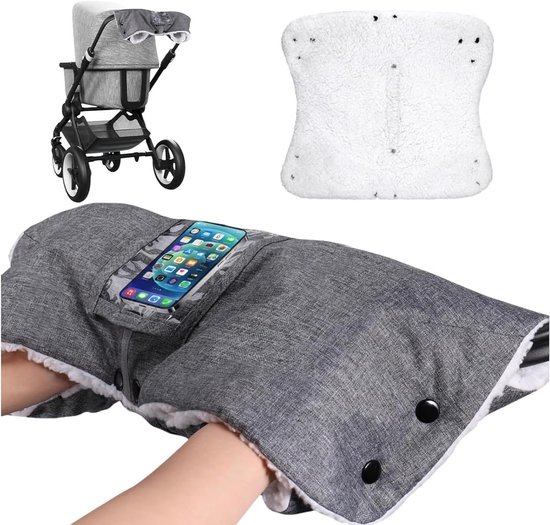Kinderwagen Handwarmer - Mof warmer - Wandelen buiten - Waterdicht fleece - Universele maat - Grijs
