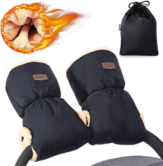 Kinderwagen Handwarmer - Muff Wandelwagen - Warm Blijven - Waterdicht Ontwerp - 26.9 x 20.3 cm - Zwart