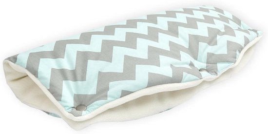 Kinderwagen Handwarmers - Mijter - Wandelen Buiten - Handgemaakt In EU - 48 cm Breed - Grijs Mint
