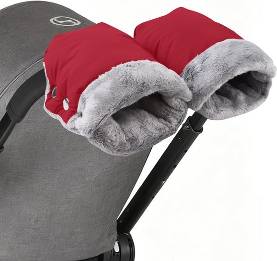 Kinderwagen Handwarmers - Moffen voor buggy - Wandelen met baby - Waterdicht en winddicht - Universele maat - Rood van Merkloos