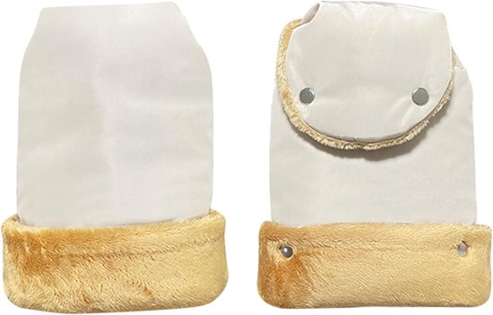 Kinderwagen Handwarmers - Winter Wanten - Bescherming Kou - Waterafstotend Dons - 22 x 26 cm - Beige Wit