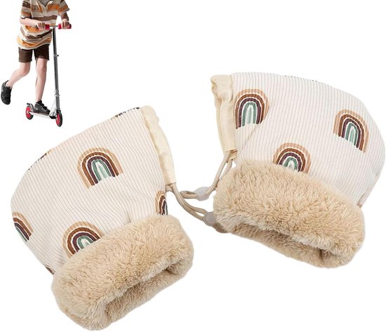 Kinderwagen Handwarmers - Wintermanchetten - Baby Vervoeren - Pluche Gevoerd - 25 x 15 cm - Regenboogpatroon