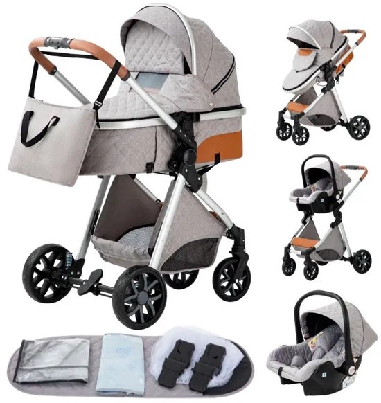 Kinderwagen - Lichtgrijs - Buggy - Kinderwagen 3 In 1 - Kinderwagens & Buggy's - Kinderwagens - Baby - Buggy's - Plooibuggy - Buggy Inklapbaar - Kinderwagens - Kind - Kinderen - Baby - Baby's