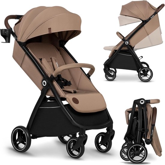 Kinderwagen met 360° Draaibare Wielen en Volledige Vering - Inklapbare Buggy Tot 22 kg