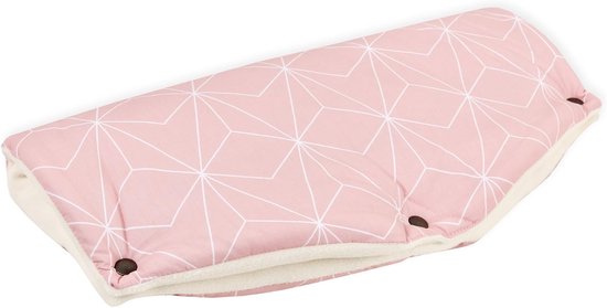 Kinderwagen Mof - Buggy Handwarmer - Warme Handen Buiten - Handgemaakt in EU - 48x23cm - Oudroze Print