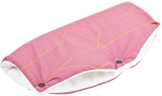 Kinderwagen Mof - Buggy Handwarmer - Warme Handen - Handgemaakt in EU - 48x23cm - Goud op Roze