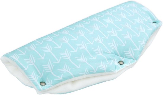 Kinderwagen Mof - Buggy Handwarmer - Winterse Wandelingen - Handgemaakt In EU - 48x23 cm - Wit Met Mint