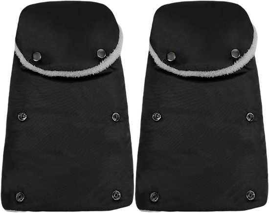Kinderwagen Mof - Handwarmer Stuur - Baby Wandelingen - Waterdicht Fleece - One Size - Zwart van Merkloos