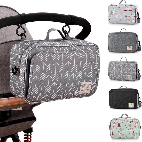 Kinderwagen-organizer, universele kinderwagentas, kinderwagenaccessoires, met schouderriem, draagbare buggy-tas, grote capaciteit voor luiers, speelgoed, mobiele telefoons en andere van Kinder