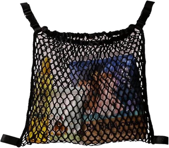 Kinderwagen Organizer - Winkelwagen Net - Baby Boodschappen - Ademend Gaas - 30-50 x 40 cm - Zwart