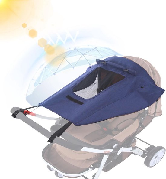 Kinderwagen parasol met UV-bescherming en kijkvenster - Universele, waterdichte zonneklep voor baby's van Merkloos
