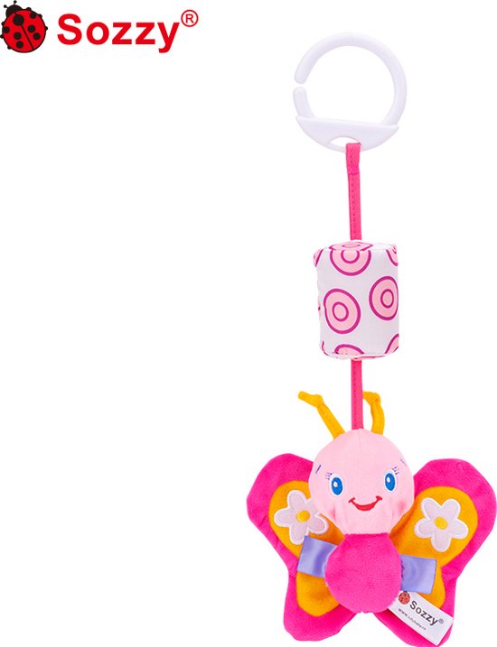 kinderwagen rammelaar/ speelgoed/ speeltjes/ schoencadeautjes sinterklaas/ kerstcadeau voor baby/sinterklaas/ kerstcadeau/Cartoon Pluche Dier Rammelaar Bel Wandelwagen Baby Winkelwagen Opknoping Windgong Muzikale Hand Shaker Speelgoed / Vlinder van Kinder