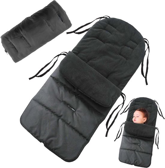 Kinderwagen Slaapzak - Voetenzak Kinderwagen - Winterse Uitjes - Polarfleece Binnenkant - 91 x 40 cm - Zwart