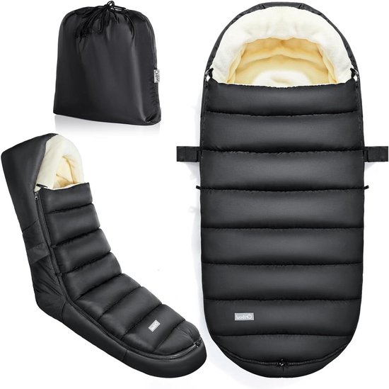 Kinderwagen Slaapzak - Voetenzak Peuter - Baby Warm Houden - Afneembare Rits - 127 x 44 cm - Zwart