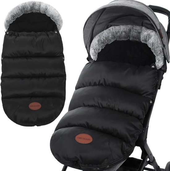 Kinderwagen Slaapzak - Voetenzak Wandelwagen - Winterse Uitjes - Verdikte Fleece Voering - 80 x 35 cm - Zwart