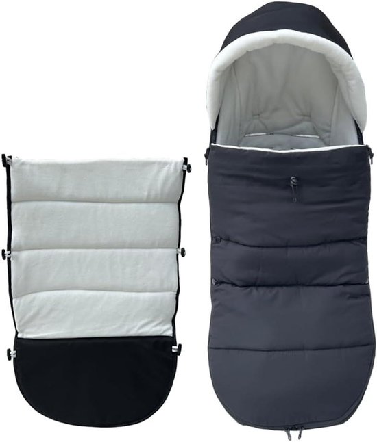 Kinderwagen Voetenzak - Baby deken - Warmte Buiten - Spatwaterdicht & Verdikbaar - 95 cm - Zwart