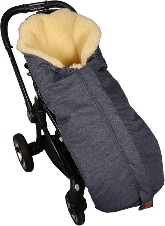 Kinderwagen Voetenzak - Baby Lamsvacht - Warmte & Bescherming - Vuil Waterafstotend - 105 x 45 cm - Marineblauw Melange