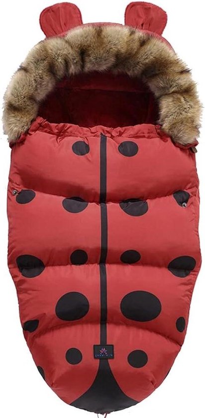 Kinderwagen Voetenzak - Baby Slaapzak - Baby Warm Houden - Wind en Waterdicht - 100x48 cm - Lieveheersbeestje