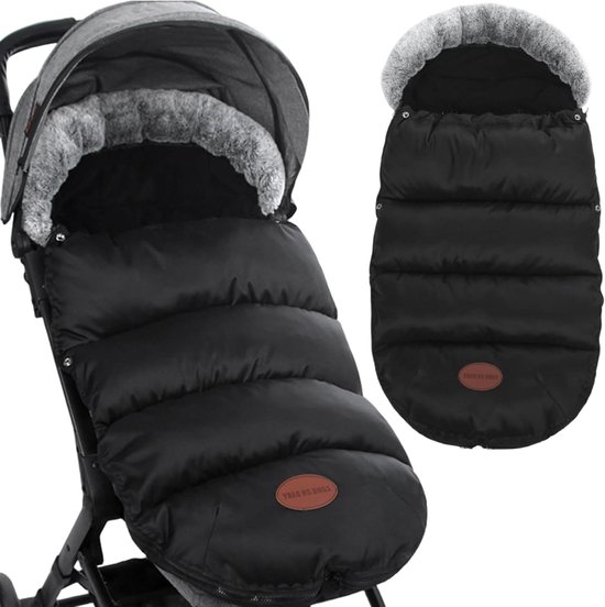 Kinderwagen voetenzak - Baby slaapzak - Winterse uitstapjes - Waterdicht fleece gevoerd - 85 x 35 cm - Zwart