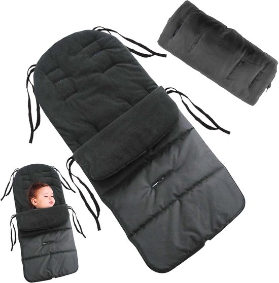 Kinderwagen Voetenzak - Slaapzak Kinderwagen - Baby Warm Houden - Polarfleece Binnenkant - 91 cm x 40 cm - Zwart