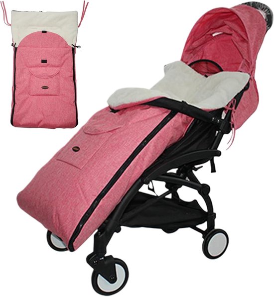 Kinderwagen Voetenzak - Warme Slaapzak - Winterse Uitjes - Pluche Voering - 93x43 cm - roze
